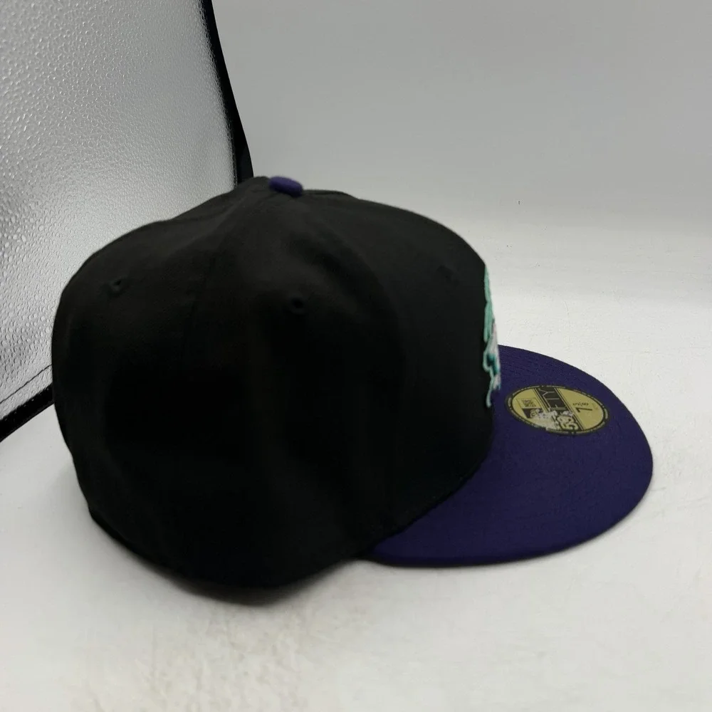New Era 59Fifty Detroit Pistons Hat Cap 7 3/8 Black Purple Fitted NBA Basketball